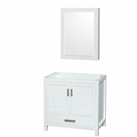 WYNDHAM COLLECTION Sheffield 36 In. Single Bathroom Vanity In White, No Countertop, No Sink, And Medicine Cabinet WCS141436SWHCXSXXMED